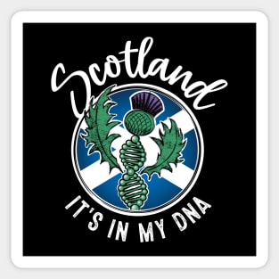 Scotland - It's in my DNA. Scottish thistle with a DNA strand on the flag of Scotland design Sticker